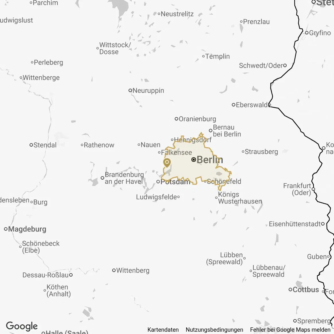 Karte der Curano-Region Berlin/Brandenburg mit ihrer Regionsgrenze.